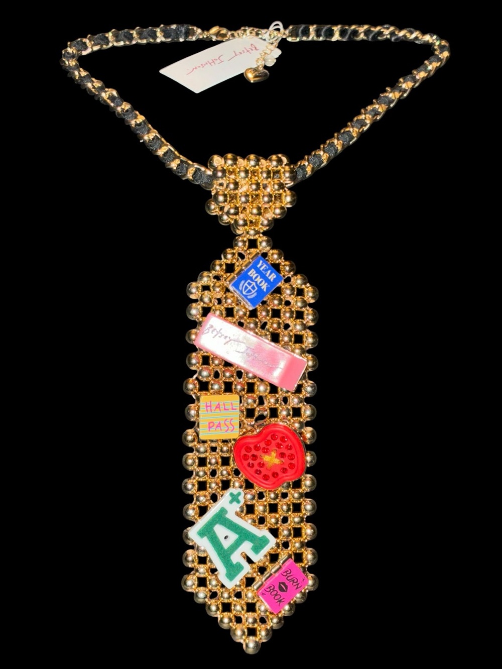 BETSEY JOHNSON Back to School School Ties Best in Class Tie Charm Necklace NWT